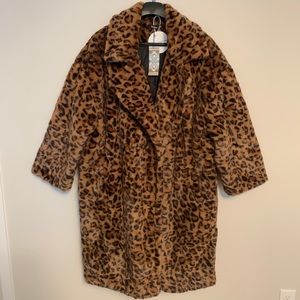 Oversized Leopard Faux Fur Coat